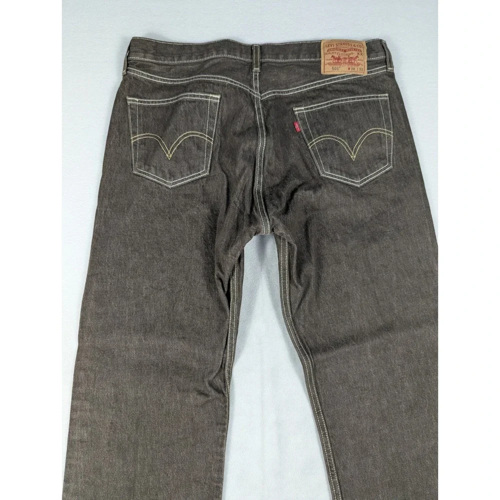Y2K Levi's 501 Button Fly Classic Straight Leg Mens‎ Jeans Brown Size 38